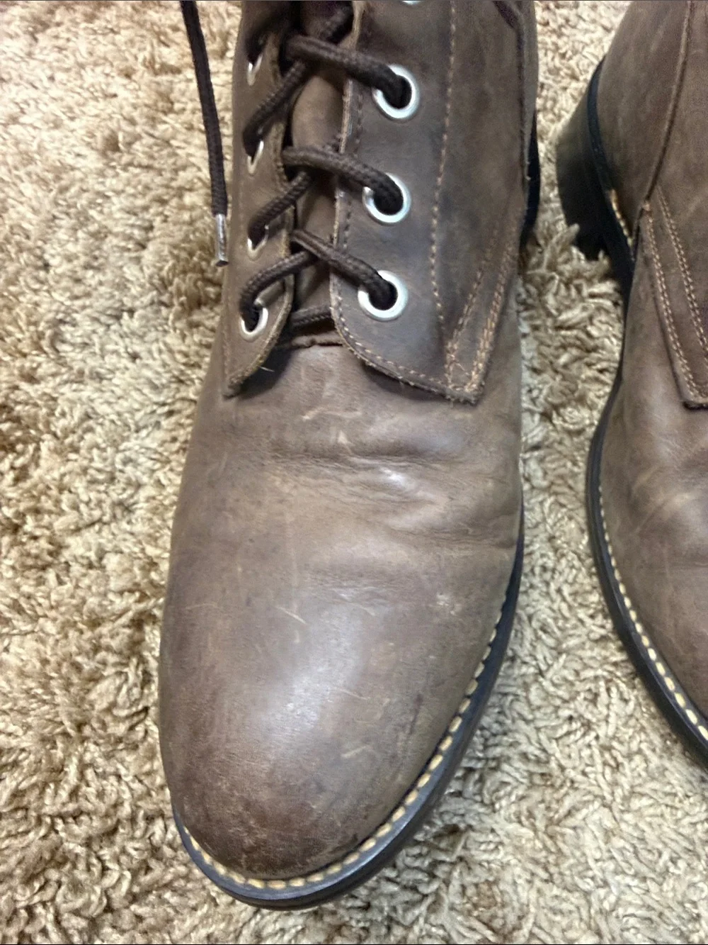 Justin Boots Women McKean Brown Leather Classic Lace Up Design Booties Size 8